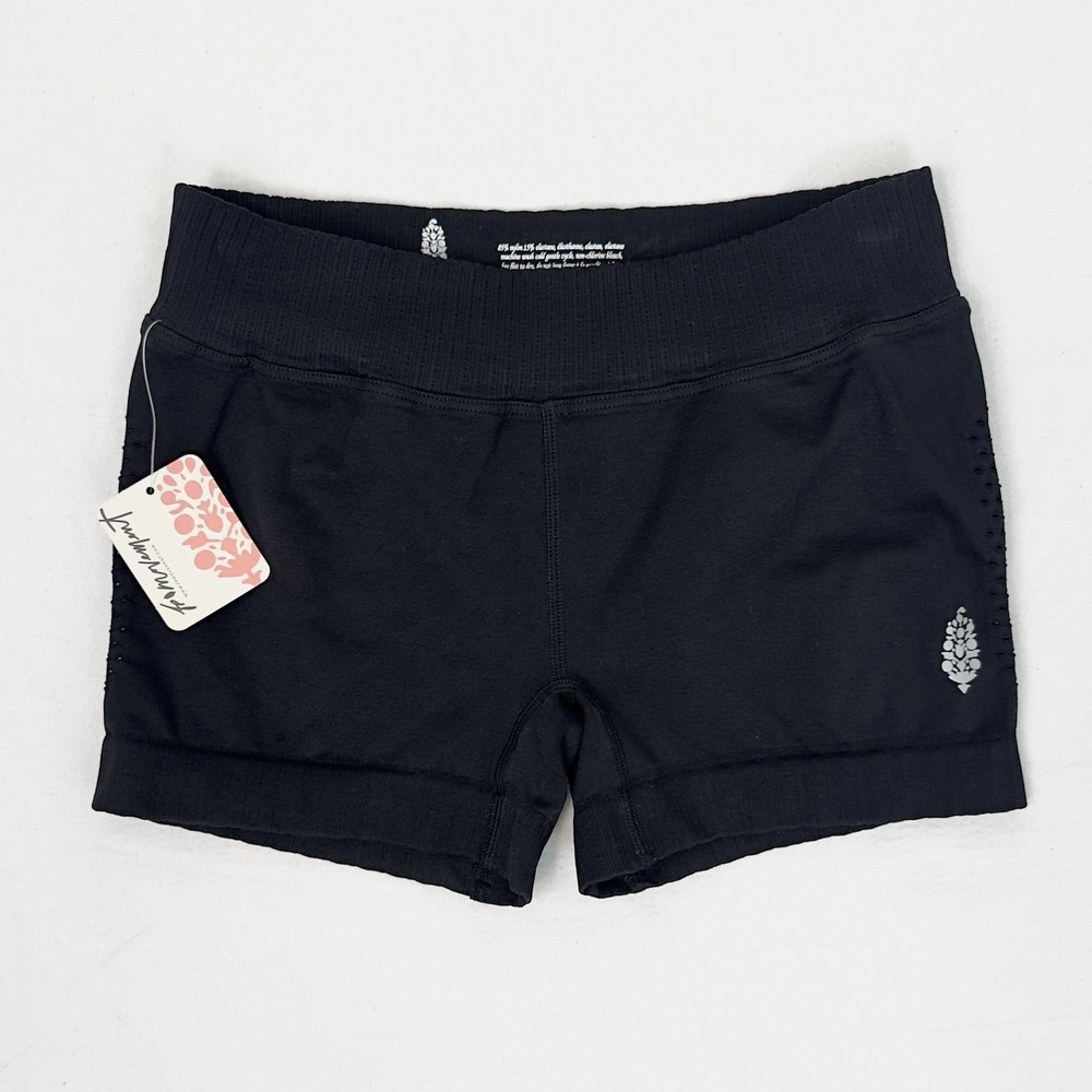 NWT Free People Movement Good Karma Running Hot Pants Stretch Shorts Black XS/S